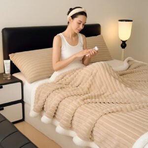 Channel Stripe Plush adult throw blanket, main texture view