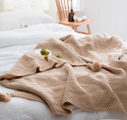 Sandbar Knit & Bobble adult throw blanket, main texture view